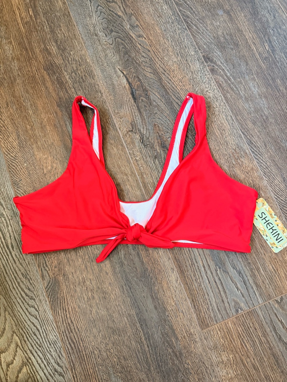 Red Tie-Front Bikini Top